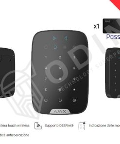 AJAX KeyPadplus Tastiera wireless e touch usata per inserire/disinserire il sistema con lettore carte e portachiavi contactless crittografati 38252