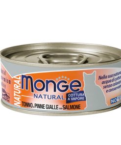 Monge natural 80g Pezzetti di Tonno a pinne gialle con Salmone – Adult